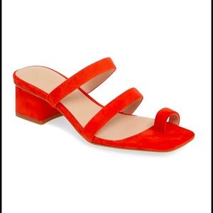 Red Suede block Sandals